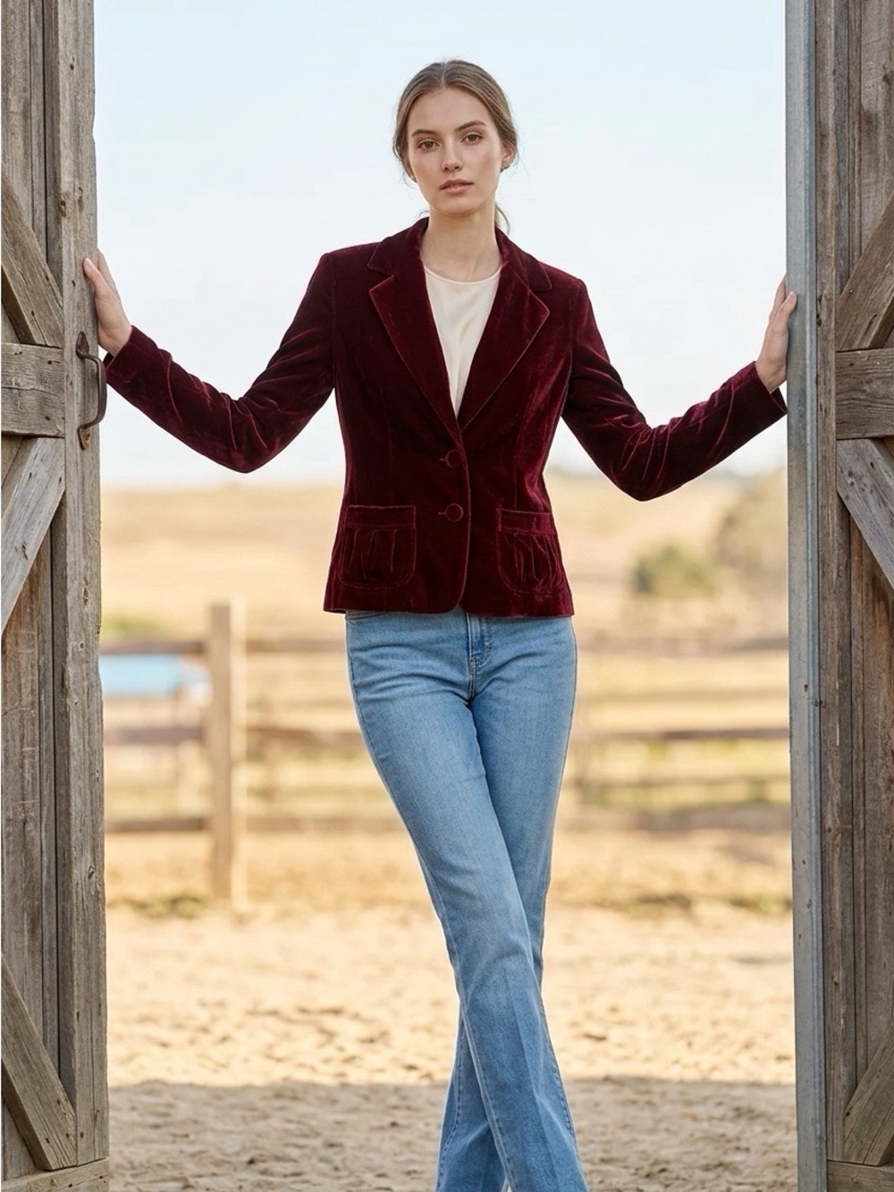 Susan Lewis Burgundy Fully Lined Velvet Blazer Size Large